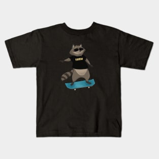 Cool Raccoon Skater Kids T-Shirt